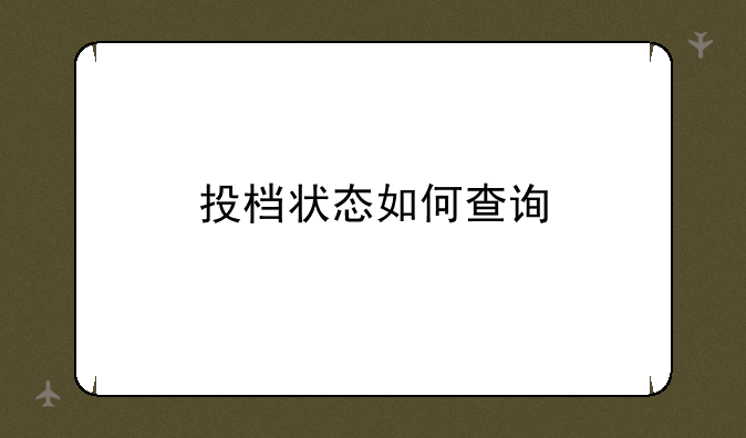 投档状态如何查询