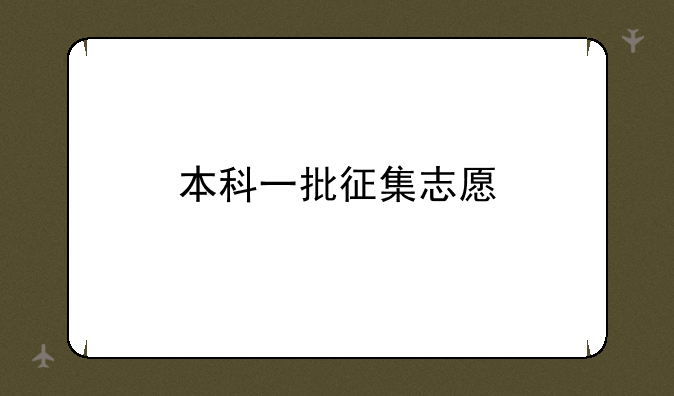 本科一批征集志愿