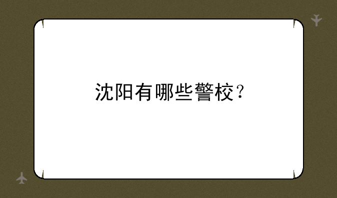 沈阳有哪些警校？