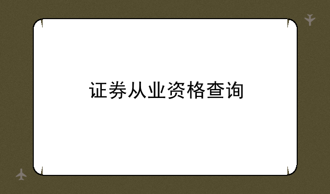 证券从业资格查询