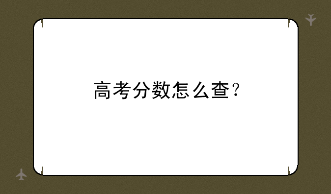 高考分数怎么查？