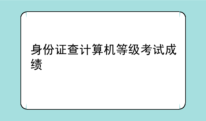 身份证查计算机等级考试成绩