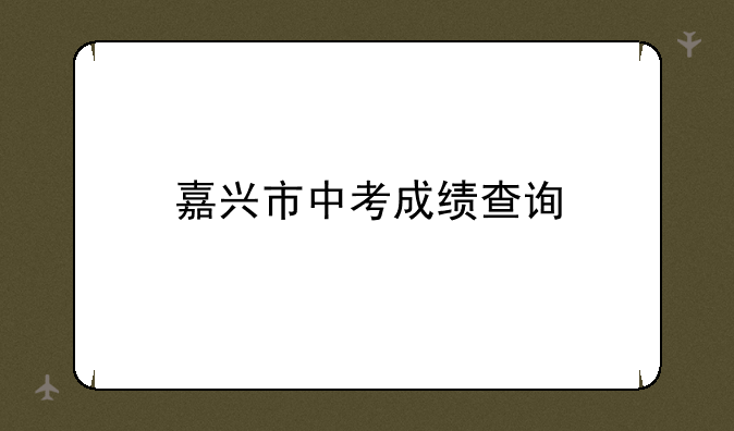 嘉兴市中考成绩查询