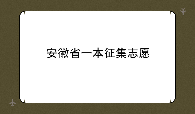 安徽省一本征集志愿