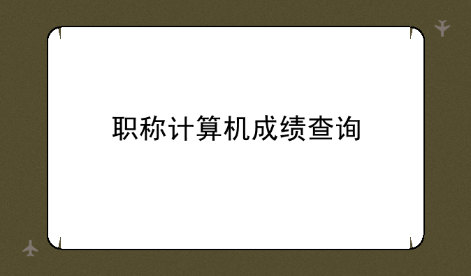 职称计算机成绩查询