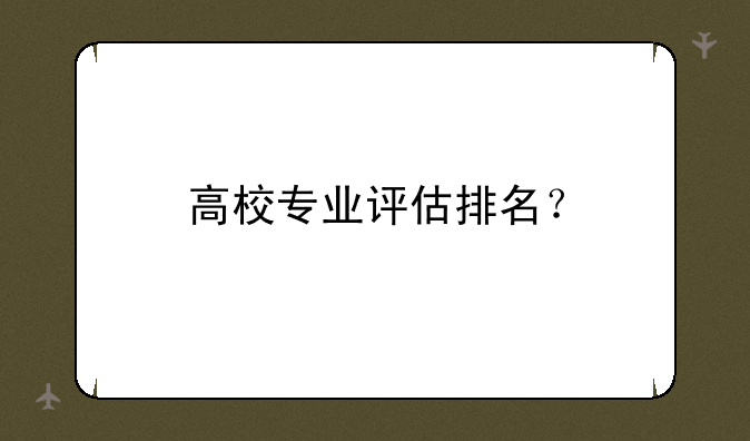 高校专业评估排名？