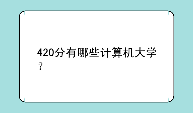 420分有哪些计算机大学？