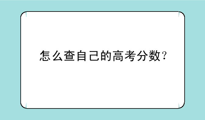 怎么查自己的高考分数？