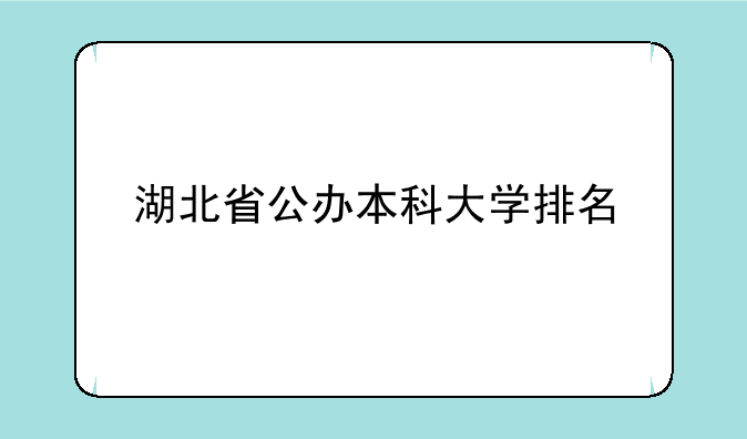 湖北省公办本科大学排名