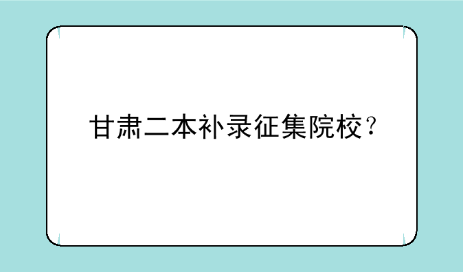 甘肃二本补录征集院校？