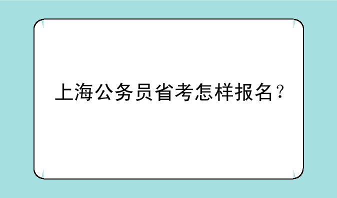 上海公务员省考怎样报名？