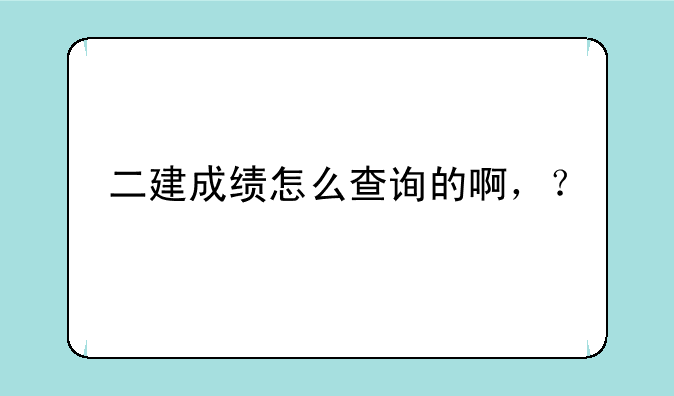 二建成绩怎么查询的啊，？