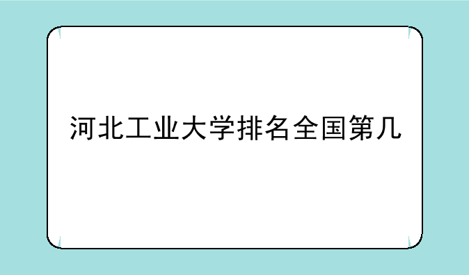 河北工业大学排名全国第几