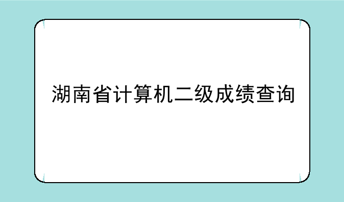 湖南省计算机二级成绩查询