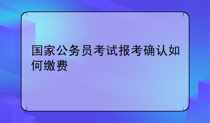 国家公务员考试报考确认如何缴费