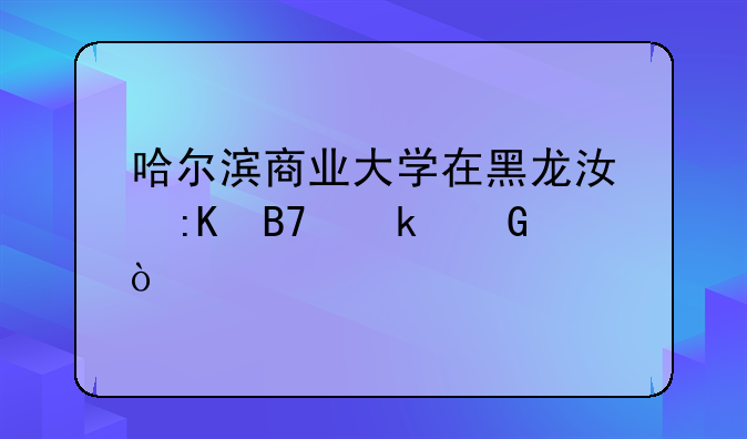 哈尔滨商业大学在黑龙江排名多少？