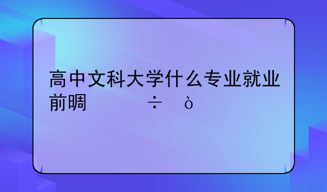 高中文科大学什么专业就业前景好？