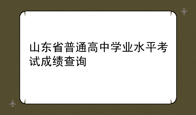 山东省普通高中学业水平考试成绩查询