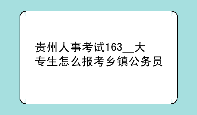 贵州人事考试163__大专生怎么报考乡镇公务员