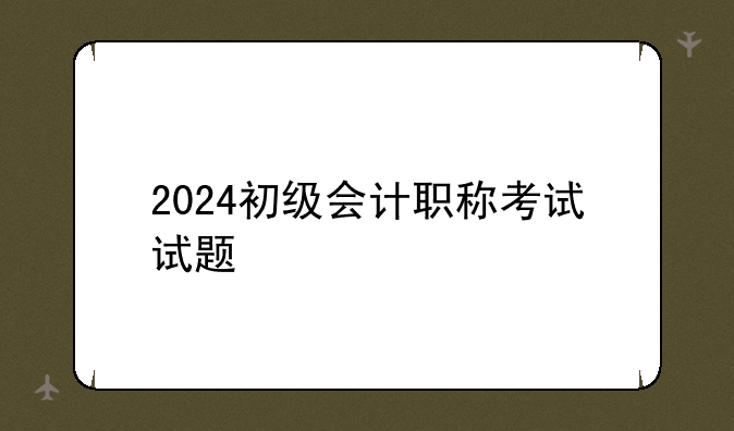2024初级会计职称考试试题