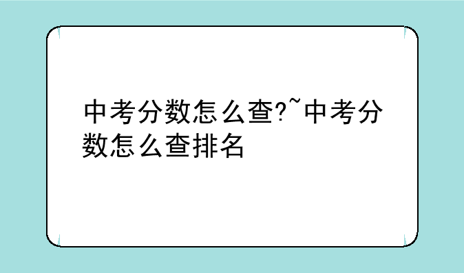 中考分数怎么查?~中考分数怎么查排名