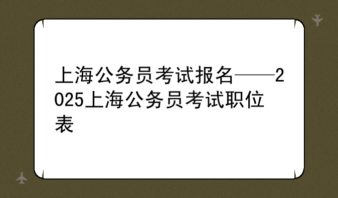 上海公务员考试报名——2025上海公务员考试职位表