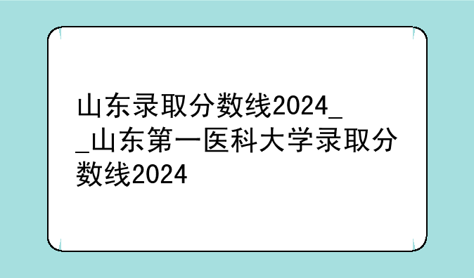 山东录取分数线2024__山东第一医科大学录取分数线2024