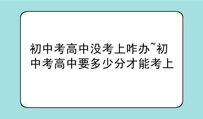 初中考高中没考上咋办~初中考高中要多少分才能考上