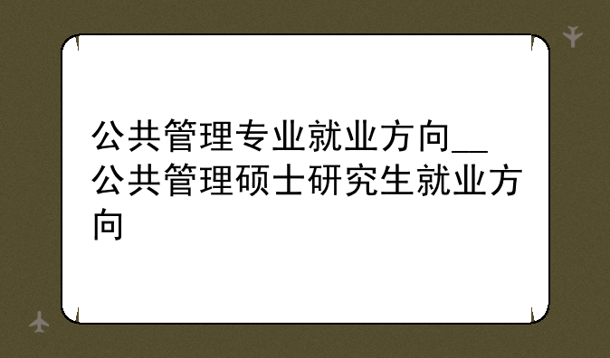 公共管理专业就业方向__公共管理硕士研究生就业方向